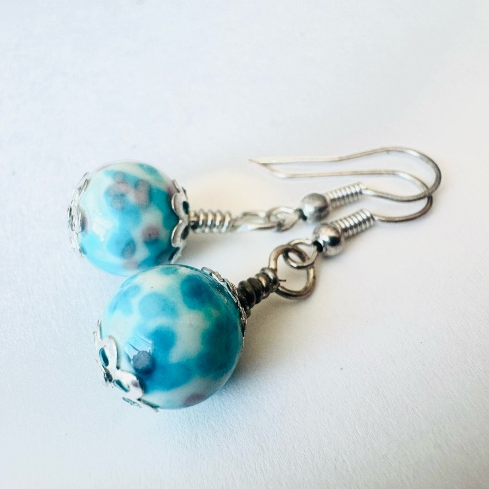 Artisan Porcelain Water Droplet Earrings NWT gift packaged